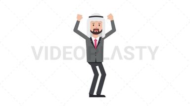 Arab Corporate Man Cheer Stock Animation