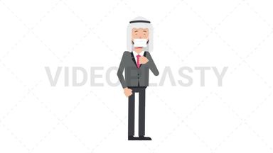 Arab Corporate Man Coughing Face Mask Stock Animation