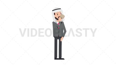 Arab Corporate Man Drinking Coffee Stock Animation