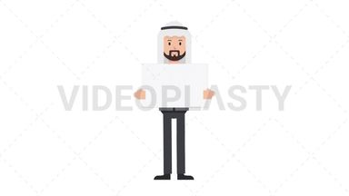 Arab Corporate Man Holding Poster Stock Animation