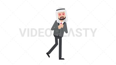 Arab Corporate Man In Love Stock Animation