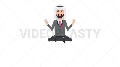 Arab Corporate Man Meditating Stock Animation