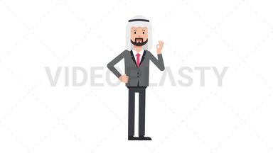 Arab Corporate Man OK Stock Animation