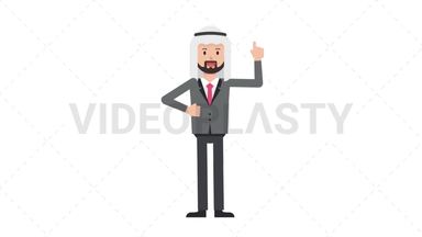 Arab Corporate Man Pointing Above Stock Animation