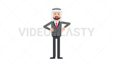 Arab Corporate Man Pointing Below Stock Animation