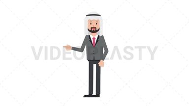 Arab Corporate Man Pointing Left Stock Animation