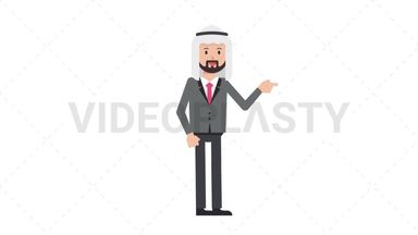 Arab Corporate Man Pointing Right Stock Animation