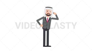Arab Corporate Man Searching with a Magnifying Glass Stock Animation