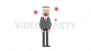 Arab Corporate Man Sick with Covid Stock Animation