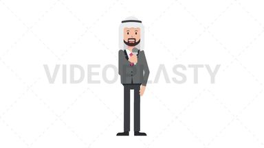 Arab Corporate Man Talking on Microphone Stock Animation