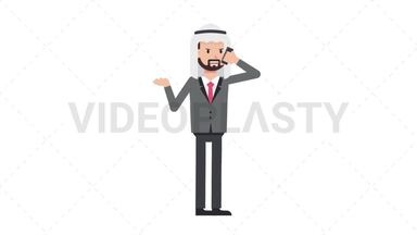 Arab Corporate Man Talking on Phone Angry Stock Animation