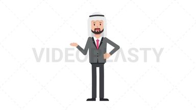 Arab Corporate Man Talking Stock Animation