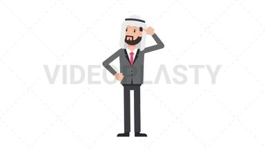 Arab Corporate Man Thinking Stock Animation