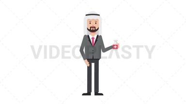 Arab Corporate Man Using Disinfectant Spray Stock Animation