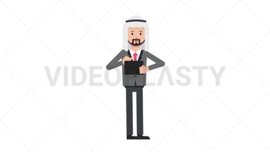 Arab Corporate Man Using Tablet Sad Stock Animation