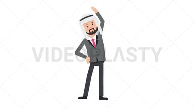 Arab Corporate Man Warmup Exercise Stock Animation
