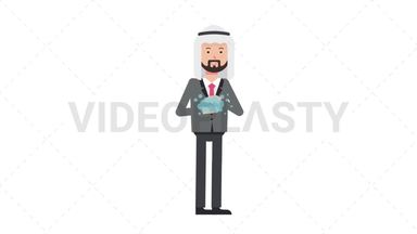 Arab Corporate Man Washing Hands Stock Animation