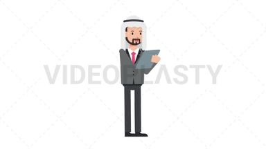 Arab Corporate Man Writing on Clipboard Stock Animation