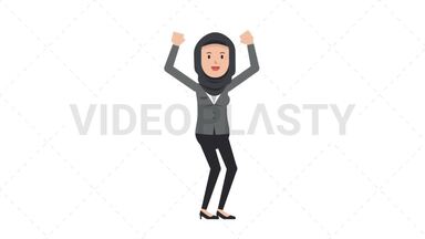 Arab Corporate Woman Cheer Stock Animation