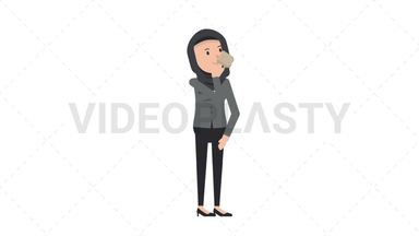 Arab Corporate Woman Drinking Coffee Stock Animation