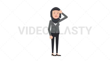 Arab Corporate Woman Fever Stock Animation