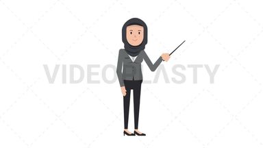 Arab Corporate Woman Holding Pointer Stick Stock Animation
