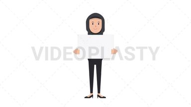 Arab Corporate Woman Holding Poster Stock Animation
