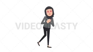 Arab Corporate Woman In Love Stock Animation