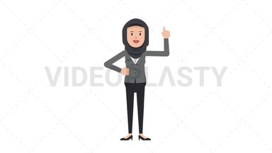 Arab Corporate Woman Pointing Above Stock Animation