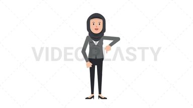 Arab Corporate Woman Pointing Below Stock Animation