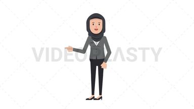 Arab Corporate Woman Pointing Left Stock Animation