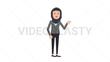 Arab Corporate Woman Pointing Right Stock Animation
