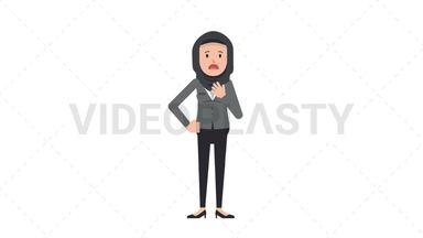 Arab Corporate Woman Shortness of Breath Stock Animation