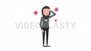 Arab Corporate Woman Sick with Covid Stock Animation