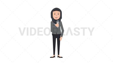 Arab Corporate Woman Talking on Microphone Stock Animation
