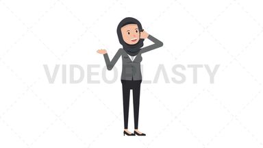 Arab Corporate Woman Talking on Phone Happy Stock Animation