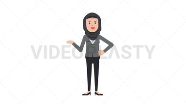 Arab Corporate Woman Talking Stock Animation