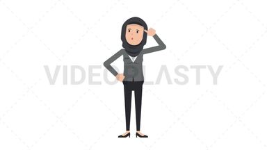 Arab Corporate Woman Thinking Stock Animation