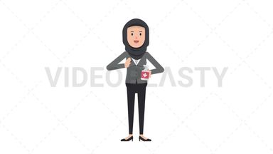 Arab Corporate Woman Using Disinfectant Spray Stock Animation