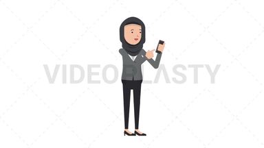 Arab Corporate Woman Using Phone Happy Stock Animation