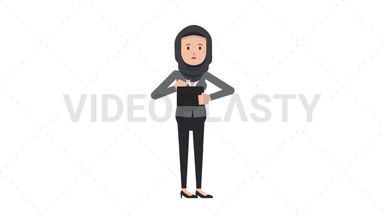 Arab Corporate Woman Using Tablet Sad Stock Animation