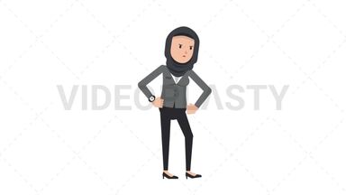 Arab Corporate Woman Waiting Stock Animation