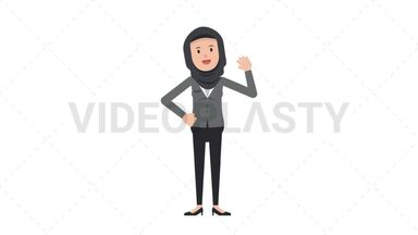 Arab Corporate Woman Waving Stock Animation