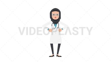 Arab Female Doctor Angry Stock Animation