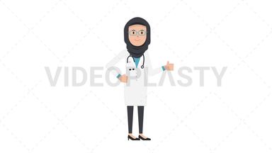 Arab Female Doctor Approve Stock Animation