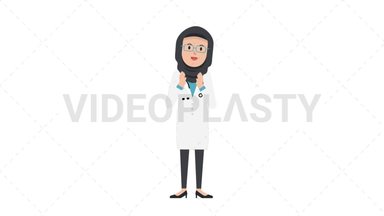 Arab Female Doctor Clapping Stock Animation