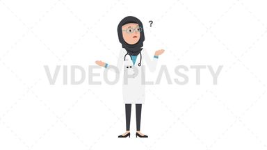 Arab Female Doctor Confused Stock Animation