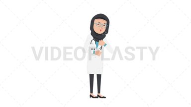 Arab Female Doctor Coughing Stock Animation