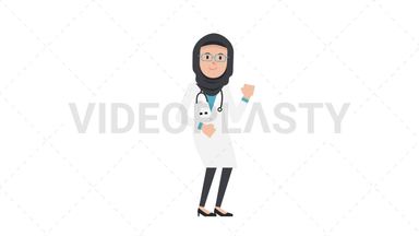 Arab Female Doctor Dancing Stock Animation