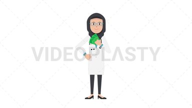 Arab Female Doctor Holding Cash Stock Animation